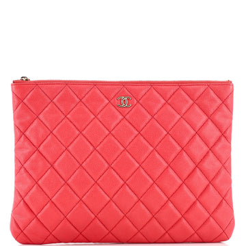 Chanel O Case Clutch Quilted Caviar Medium