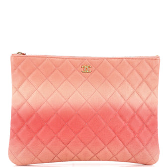 Chanel O Case Clutch Quilted Ombre Caviar Medium Pink 21497423