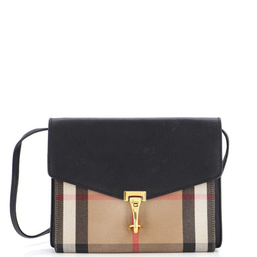 Burberry Macken Crossbody Bag Leather and House Check Canvas Small