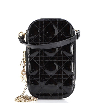 Christian Dior Lady Dior Phone Holder on Chain Cannage Quilt Patent