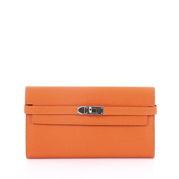 Hermes Kelly Wallet Chevre Mysore Long Orange 2150001