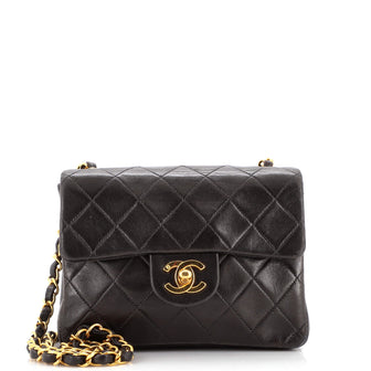 Chanel Vintage Square Classic Single Flap Bag Quilted Lambskin Mini