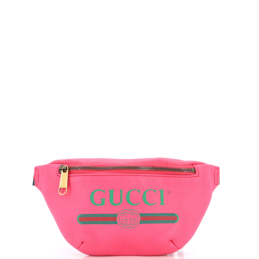 Gucci Print Belt Bag Vintage Logo Small Pink in Leather with Brass