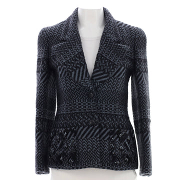 Chanel Women's Blazer Printed Wool with Sequin Embellished Detail