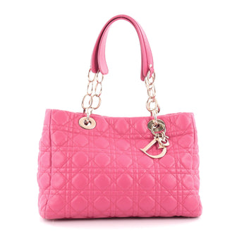 Christian Dior Soft Shopping Tote Cannage Quilt Lambskin Small Pink 2150402