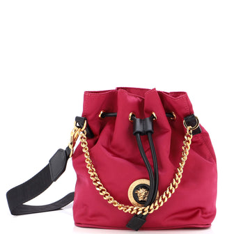 Versace Medusa Convertible Drawstring Bucket Bag Nylon Small