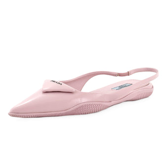 Prada Women's Triangle Logo Slingback Flats Leather