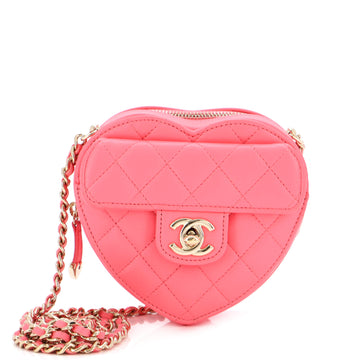 Chanel CC in Love Heart Clutch with Chain Quilted Lambskin