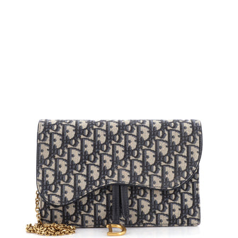 Christian Dior Saddle Chain Clutch Oblique Canvas