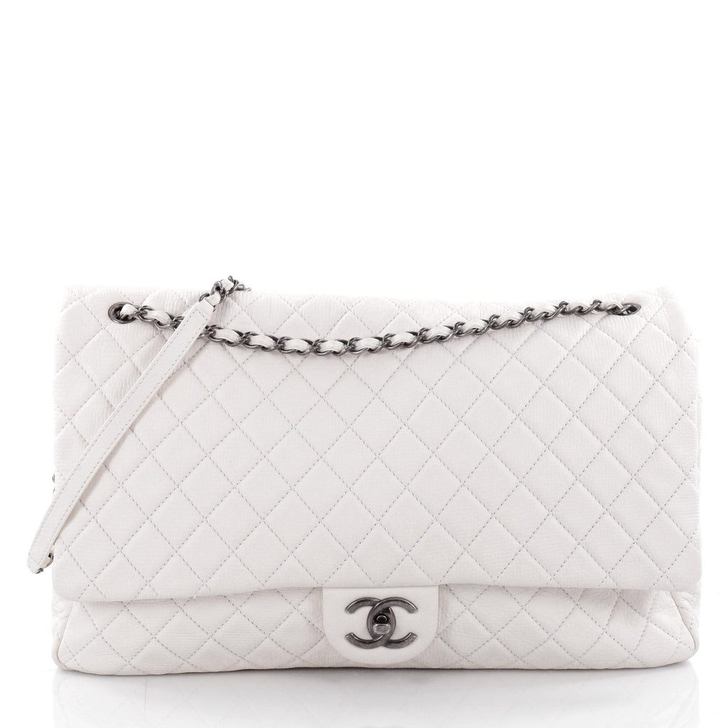 Buy Chanel Airlines CC Flap Bag Quilted Calfskin XXL White 2151501