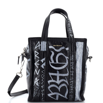 Balenciaga Bazar Graffiti Convertible Tote Leather XS