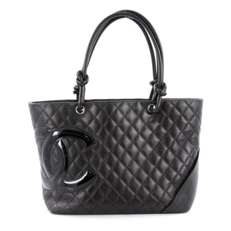 Chanel Cambon Tote Quilted Leather Large Black