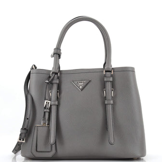 Prada Belted Strap Cuir Double Tote Saffiano Leather Medium