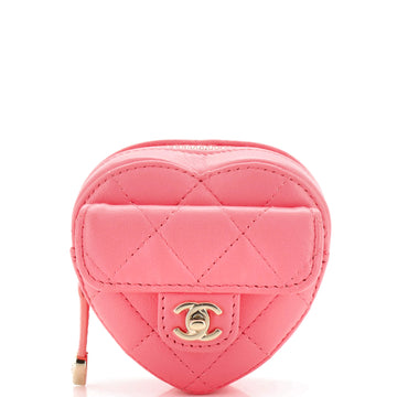 Chanel CC in Love Heart Arm Zip Coin Purse Quilted Lambskin
