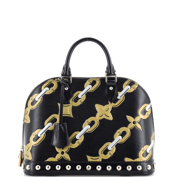Louis Vuitton Alma Handbag Chain Flower Print Epi Leather PM