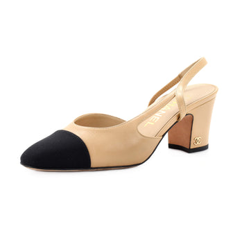 Chanel Women’s Cap Toe Slingback Pumps Leather