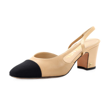 Chanel Women’s Cap Toe Slingback Pumps Leather