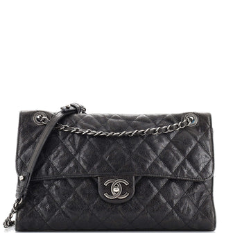 Chanel CC Crave Flap Bag Quilted Glazed Caviar Jumbo