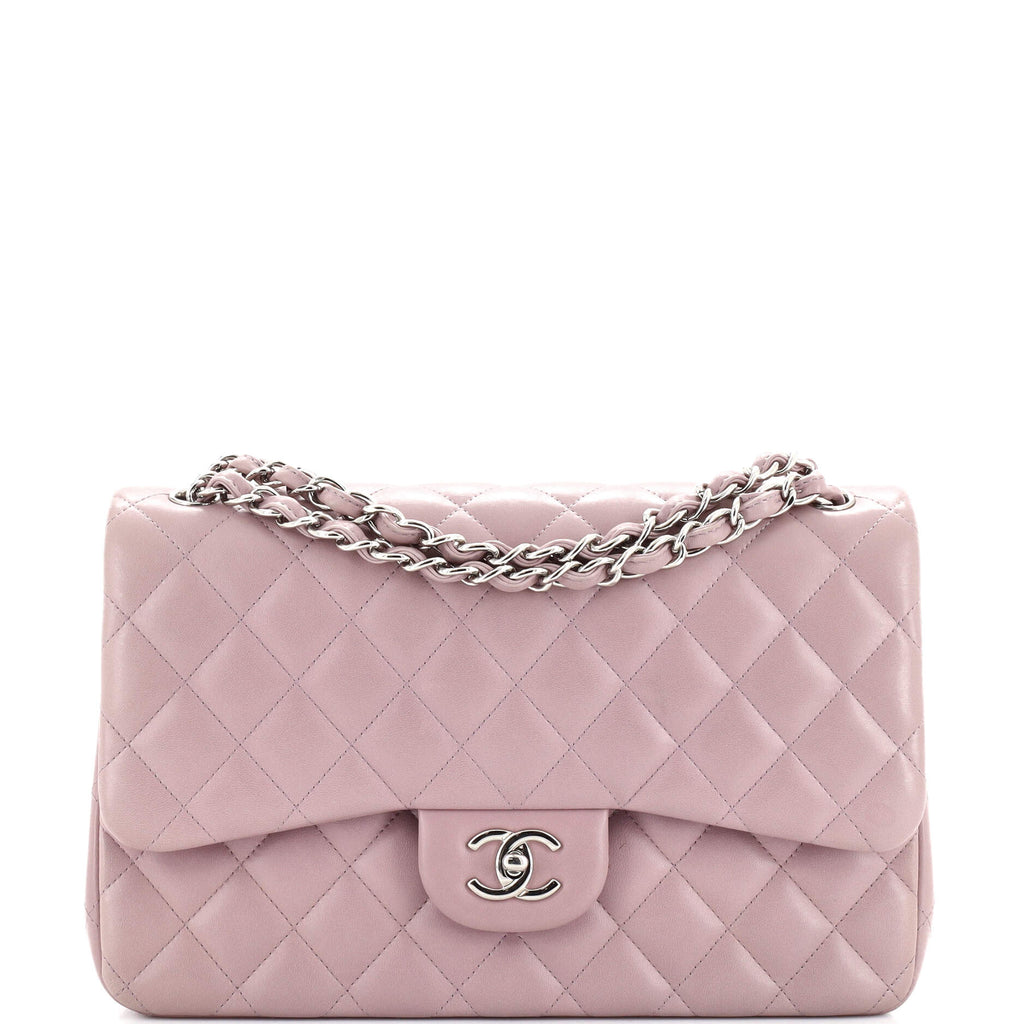 Chanel Classic Double Flap Bag Quilted Lambskin Jumbo Purple 2153021
