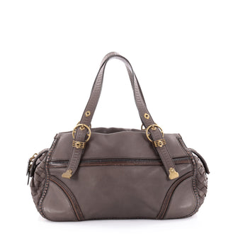 Bottega Veneta Buckle Zip Satchel Leather with Intrecciato Detail Medium Brown 2153502