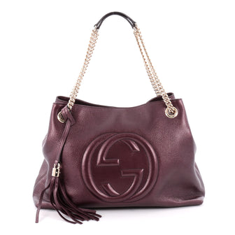 Gucci Soho Shoulder Bag Chain Strap Leather Medium Purple 2153601