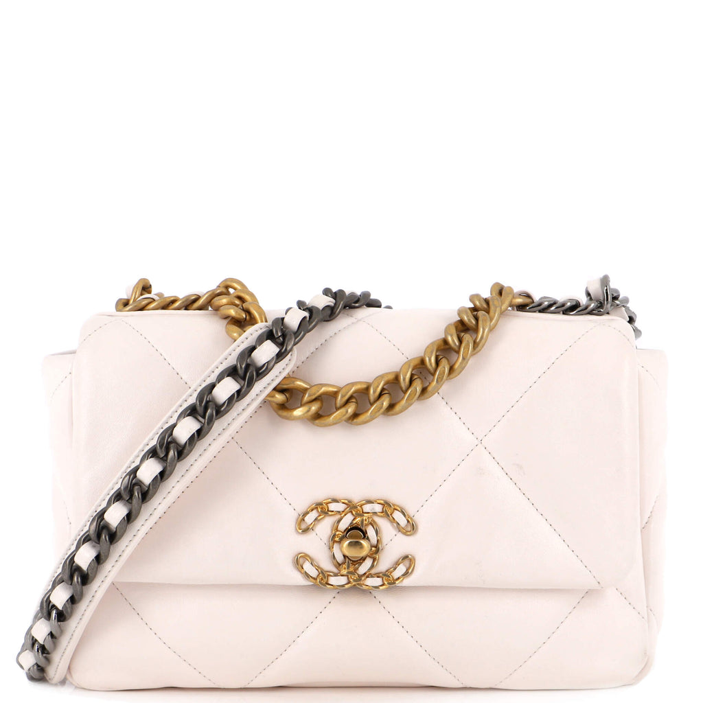 Chanel Lambskin Quilted 19 Waist Bag White  STYLISHTOP