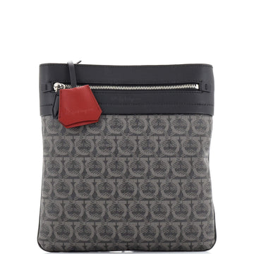 Salvatore Ferragamo Gancini Zip Messenger Bag Printed Coated Canvas Medium