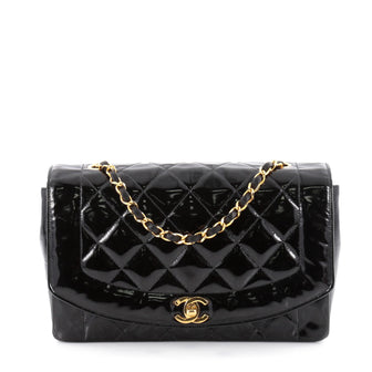 Diana patent leather crossbody bag Chanel Black in Patent leather