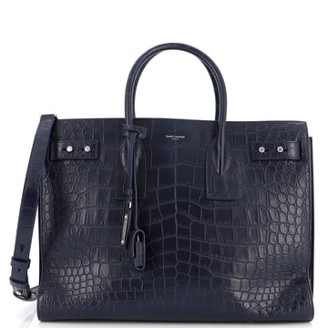 Saint Laurent Sac de Jour Souple Bag Crocodile Embossed Leather Medium