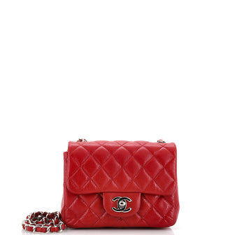 Chanel Square Classic Single Flap Bag Quilted Caviar Mini