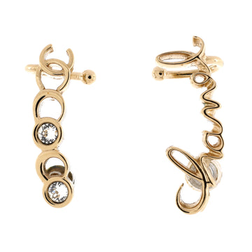 Chanel Coco Script Climber Earrings Metal with Crystals