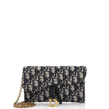 Christian Dior Saddle Chain Wallet Oblique Canvas
