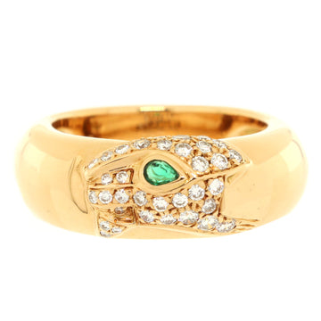 Cartier Vintage Panthere de Cartier Band Ring 18K Yellow Gold with Emeralds and Diamonds