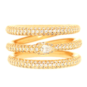 Gucci Ouroboros Kingsnake Three Band Ring 18K Yellow Gold with Diamonds