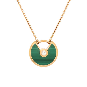 Cartier Amulette de Cartier Pendant Necklace 18K Rose Gold with Malachite and Diamond XS