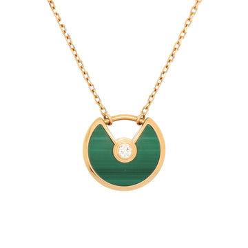 Cartier Amulette de Cartier Pendant Necklace 18K Rose Gold with Malachite and Diamond XS