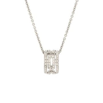 Bvlgari Parentesi Ring Pendant Necklace 18K White Gold with Pave Diamonds