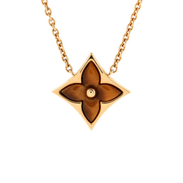 Louis Vuitton Color Blossom Star Pendant Necklace 18K Yellow Gold with Tigers Eye
