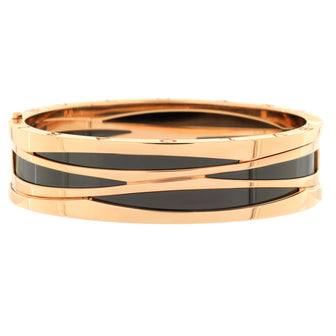 Bvlgari B.Zero1 Design Legend Zaha Hadid Bangle Bracelet 18K Rose Gold with Ceramic 15mm