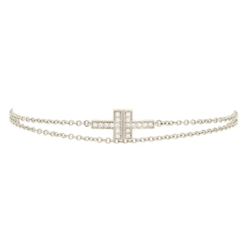 Tiffany & Co. T Double Chain Bracelet 18K White Gold and Diamonds Small