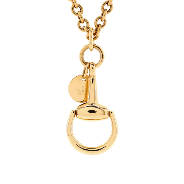 Gucci Horsebit Plate Pendant Necklace 18K Yellow Gold Small 215480