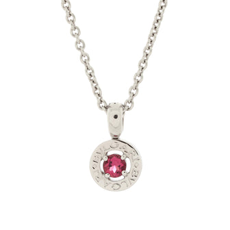Bvlgari Bvlgari Bvlgari Pendant Necklace 18K White Gold with Diamonds and Pink Tourmaline