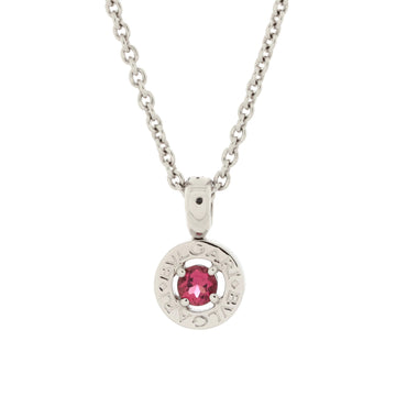 Bvlgari Bvlgari Bvlgari Pendant Necklace 18K White Gold with Diamonds and Pink Tourmaline