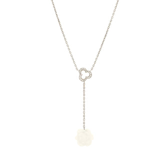 Chanel Camelia Sculpte Lariat Necklace 18K White Gold with Diamonds and Agate