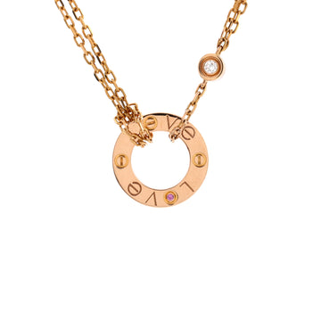 Cartier Love Pendant Necklace 18K Rose Gold with Pink Sapphire and Diamond