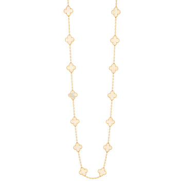 Van Cleef & Arpels Vintage Alhambra 20 Motifs Necklace 18K Yellow Gold and Mother of Pearl