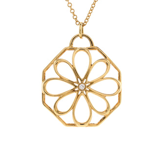Tiffany & Co. Garden Open Flower Necklace 18K Yellow Gold with Diamond