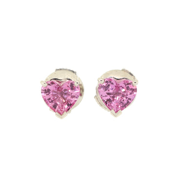 Cartier Heart Stud Earrings 18K White Gold with Pink Sapphires