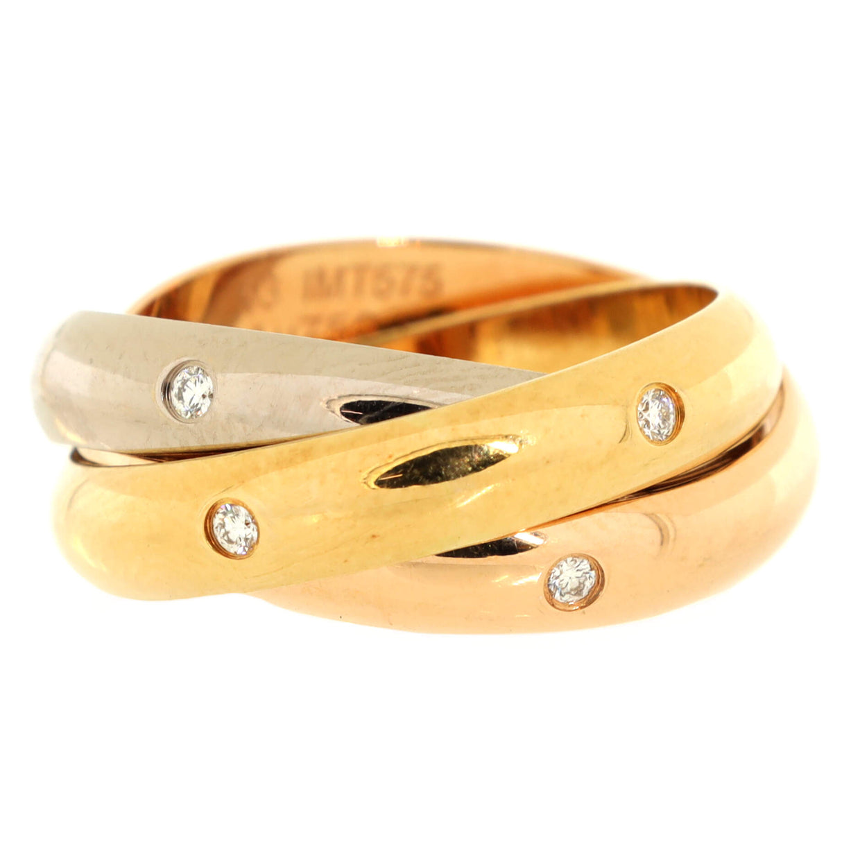 Cartier 15 Diamond Trinity Ring 18K Tricolor Gold with Diamonds
