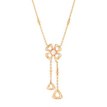 Bvlgari Fiorever Drop Pendant Necklace 18K Rose Gold and Diamonds